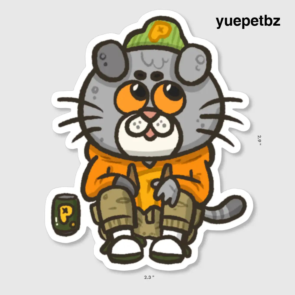 Cat with hoodie Vinyl Sticker - Sticker